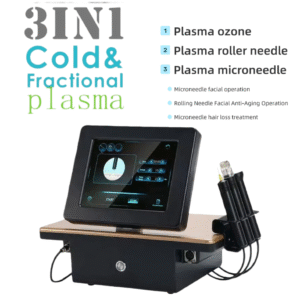 Space Cold Plasma 3 in 1 Beauty Machine with Plasma Ozone Roller Microneedle Handles for Acne Treatment Skin Whitening Wrinkle Removal Hair Growth Device